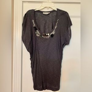 The Limited Gray embellished neck top